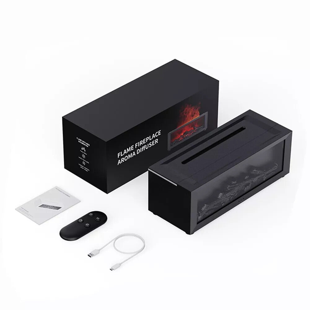 Transform Your Space with the Elegant Fireplace Flame Humidifier – Colorful Light, Essential Oil Diffuser, and Mute Operation