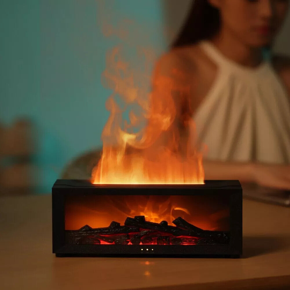 Transform Your Space with the Elegant Fireplace Flame Humidifier – Colorful Light, Essential Oil Diffuser, and Mute Operation