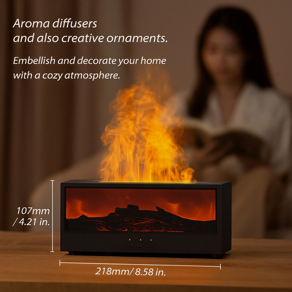 ZenFireplace™ Modern Edition — Colorful Light Flame Essential Oil Diffuser