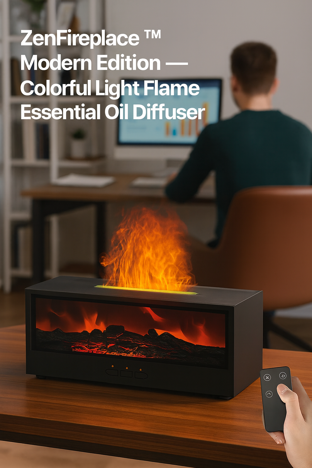 ZenFireplace™ Modern Edition — Colorful Light Flame Essential Oil Diffuser