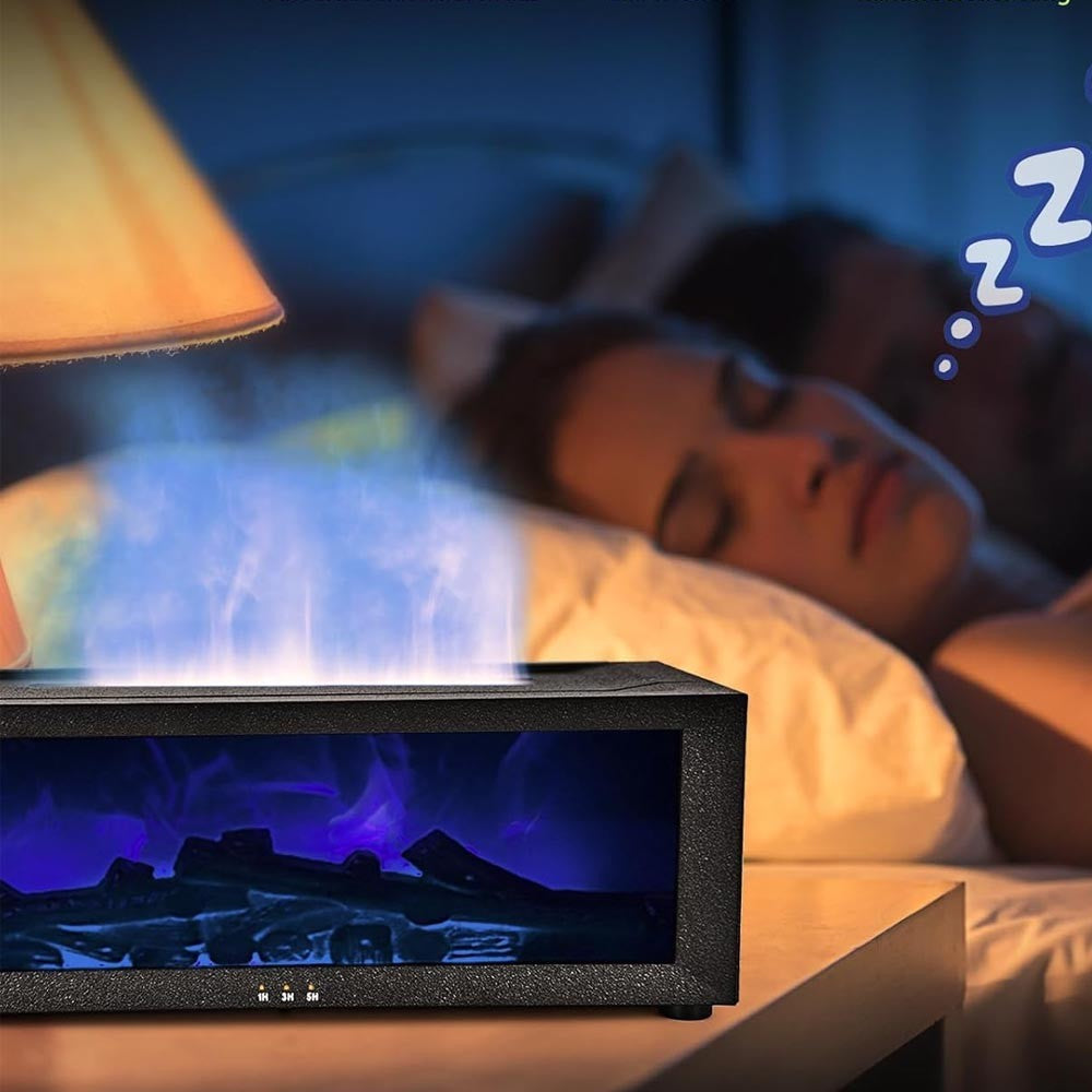 Fireplace Flame Humidifier Colorful Light Flame Essential Oil Diffuser Mute Work