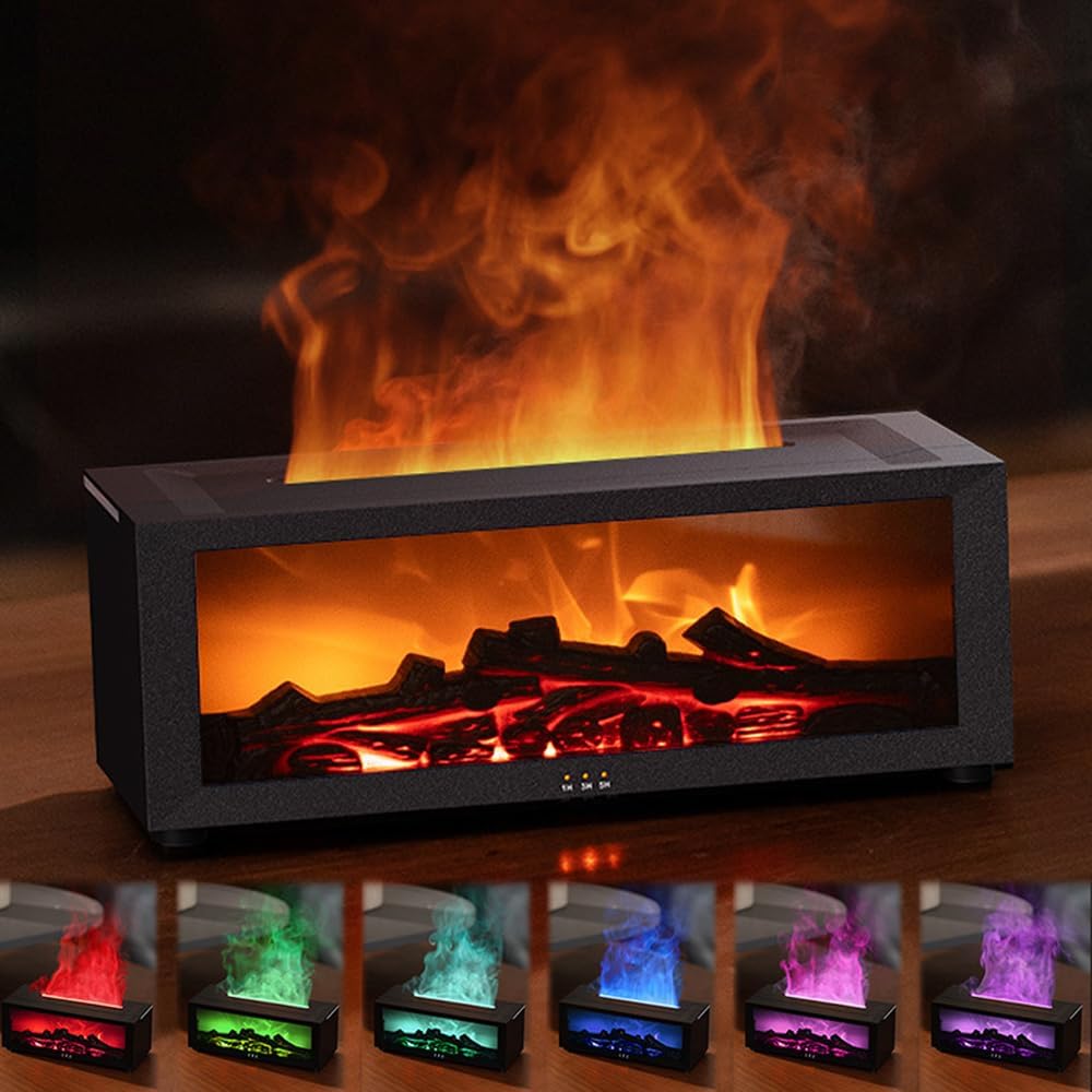 Transform Your Space with the 7-Color Fireplace Diffuser – Aromatherapy and Humidification in One Elegant Design