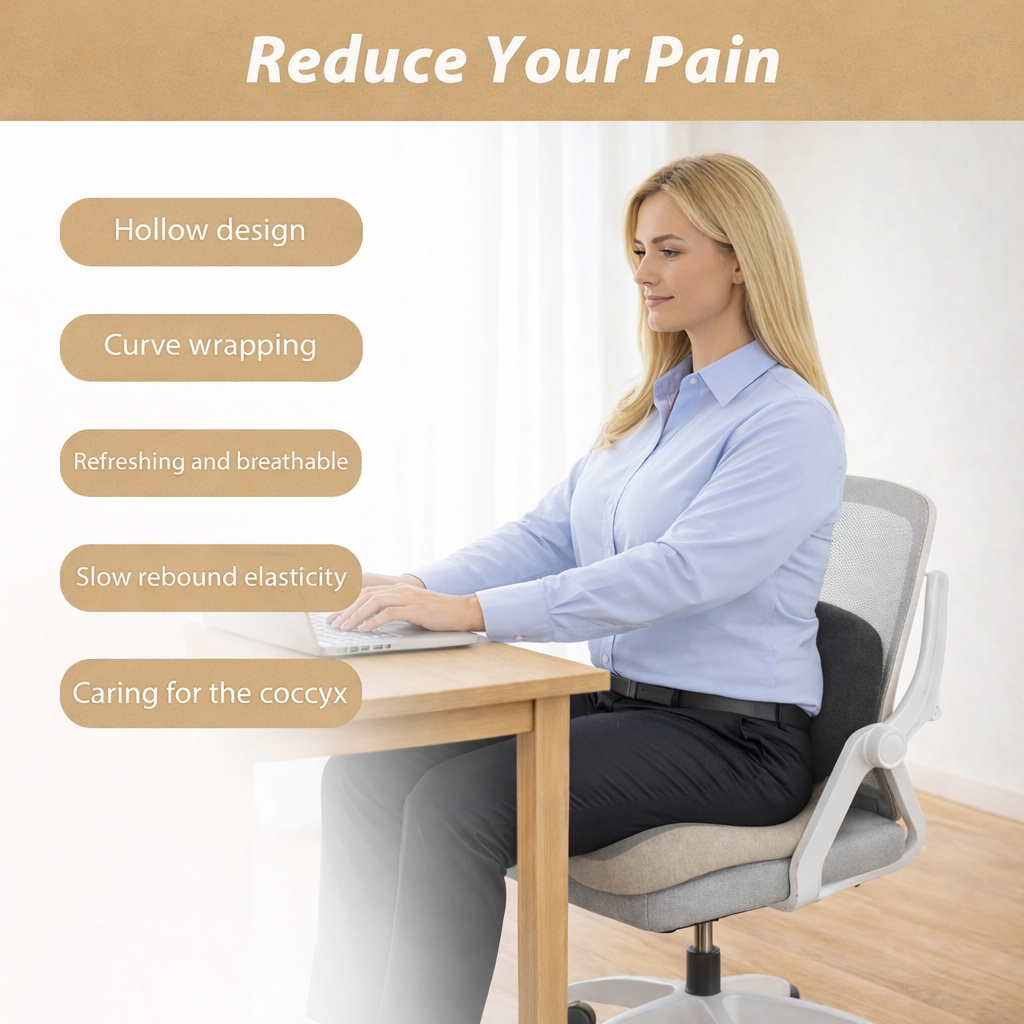 ZenBody™ - Premium Memory Foam Seat Cushion with Back Support