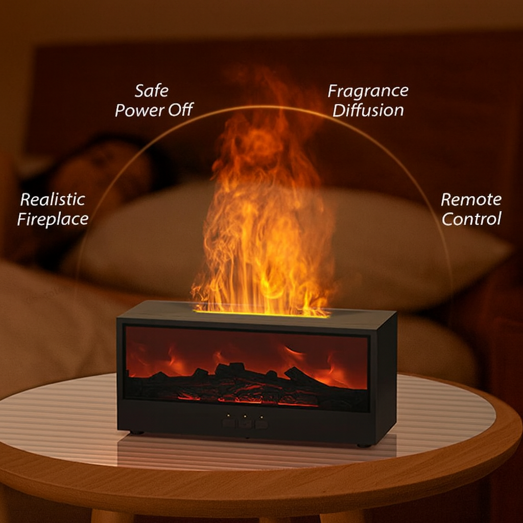 ZenFireplace™ Modern Edition — Colorful Light Flame Essential Oil Diffuser