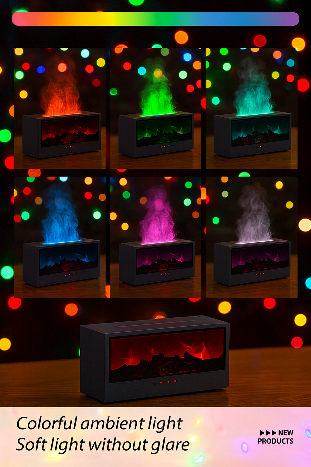 ZenFireplace™ Modern Edition — Colorful Light Flame Essential Oil Diffuser