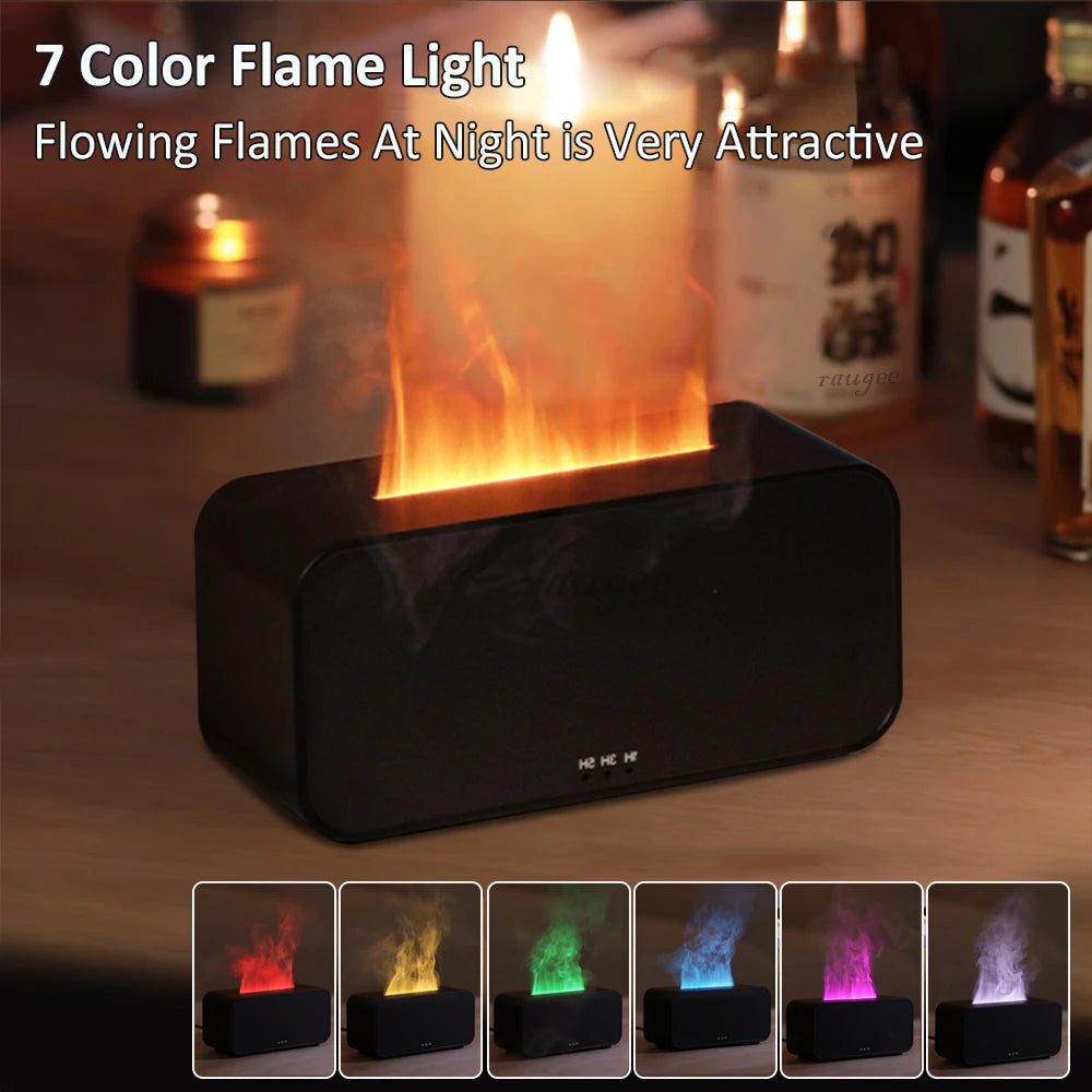 Transform Your Space with the Flame Aroma Humidifier - Essential Oil Diffuser with Captivating Flame Effect and Soothing Night Light
