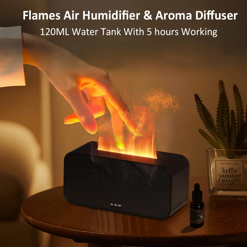 Transform Your Space with the Flame Aroma Humidifier - Essential Oil Diffuser with Captivating Flame Effect and Soothing Night Light