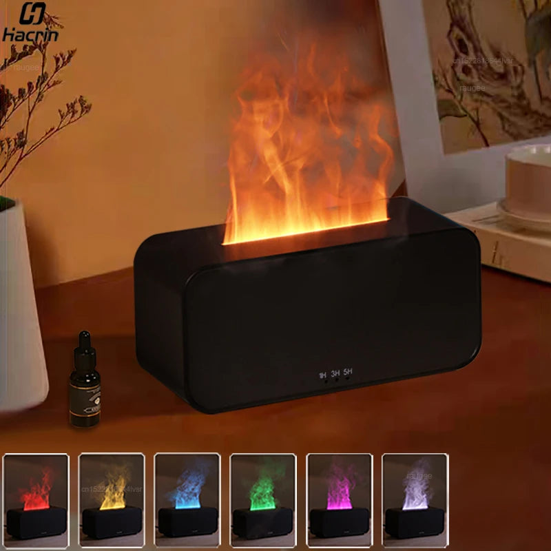 Transform Your Space with the Flame Aroma Humidifier - Essential Oil Diffuser with Captivating Flame Effect and Soothing Night Light