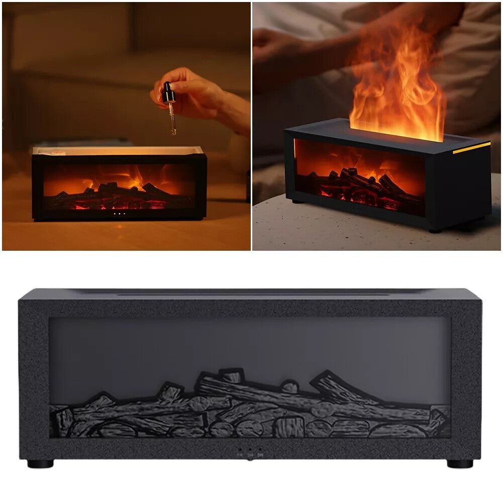 Transform Your Space with the Elegant Fireplace Flame Humidifier – Colorful Light, Essential Oil Diffuser, and Mute Operation