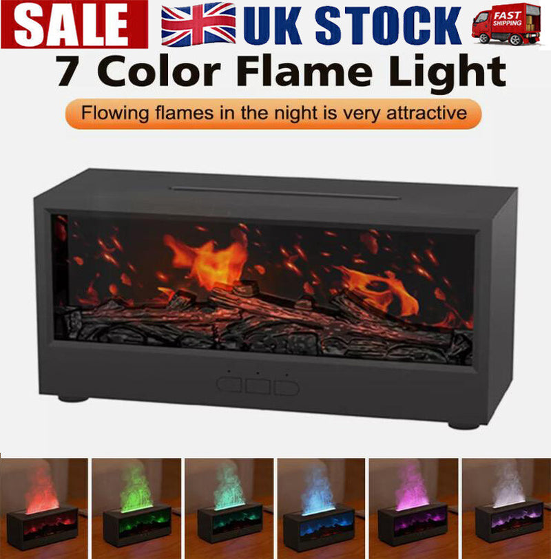 Transform Your Space with the Elegant Fireplace Flame Humidifier – Colorful Light, Essential Oil Diffuser, and Mute Operation