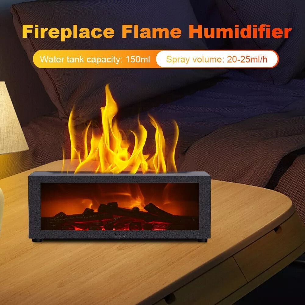 Transform Your Space with the Elegant Fireplace Flame Humidifier – Colorful Light, Essential Oil Diffuser, and Mute Operation